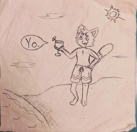 Storme at the beach yo napkin doodle