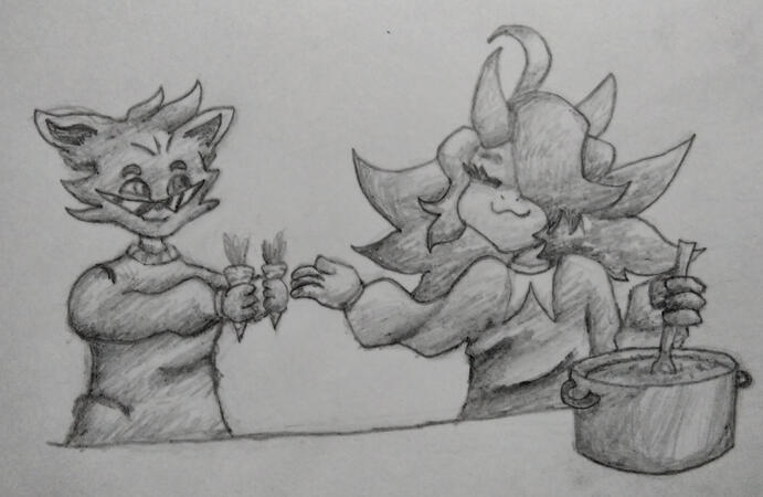 Moshy and Storme cooking by aidelptata64